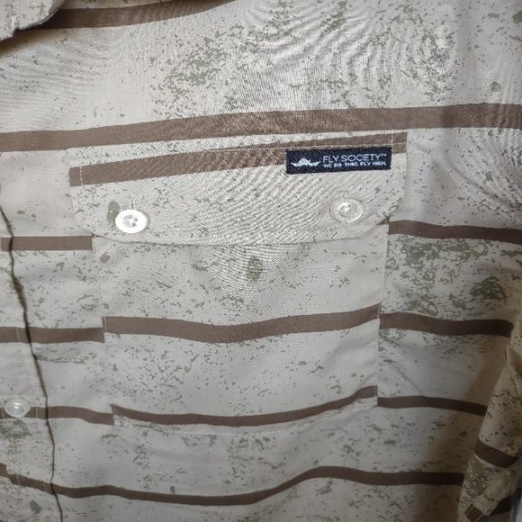 New Fly Society Tan Striped Button Up Shirt Size 5X - Picture 4 of 6